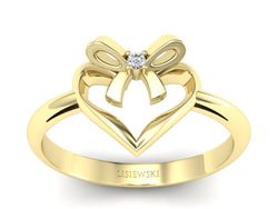 Złoty pierścionek z diamentem serce - 1472skW_pro
