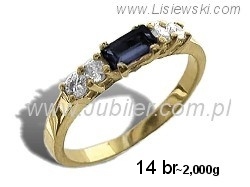 Złoty pierścionek z szafirem i brylantami - 14br — zdjęcie 2