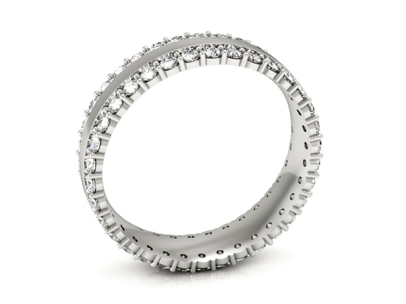 Pierscionek Obrączka z brylantami białe złoto 585 - 15070B - 3