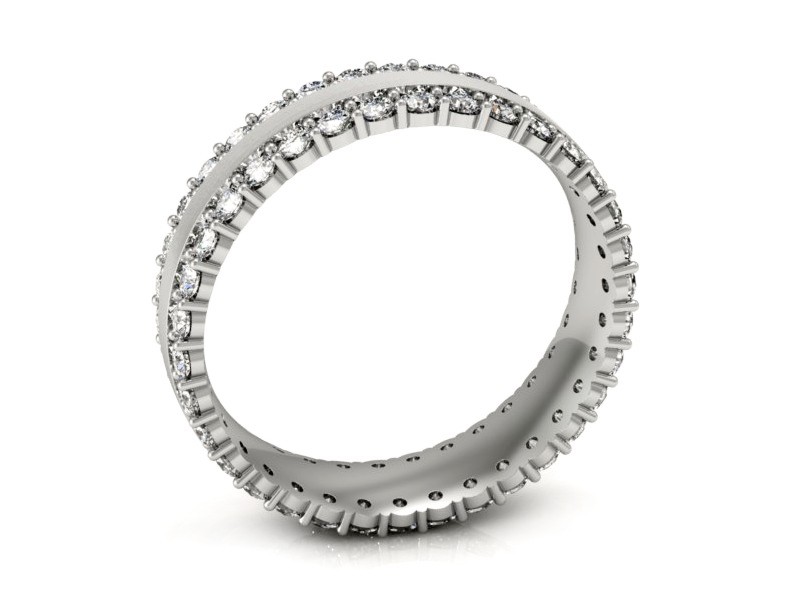 Obrączka z brylantami białe złoto matowana - 15070bmp — zdjęcie 3