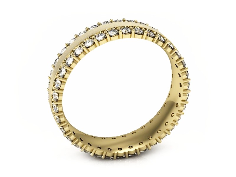 Obrączka z brylantami żółte złoto matowana - 15070zmp — zdjęcie 3