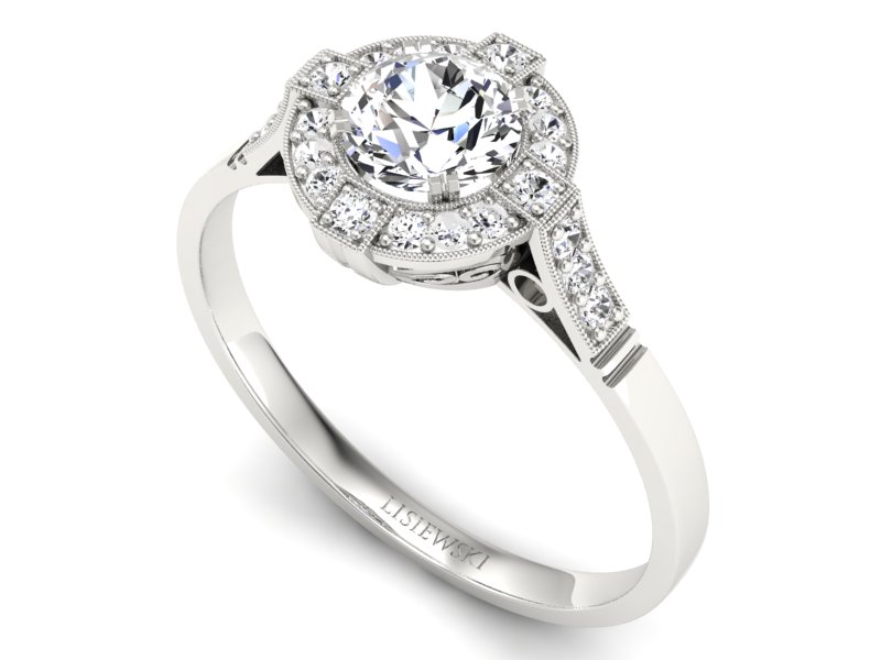 Pierścionek zaręczynowy z platyny z brylantami - 15098pt — zdjęcie 3