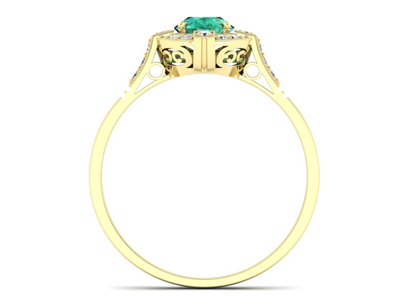 Pierścionek ze szmaragdem i diamentami - 15098zsm — zdjęcie 2
