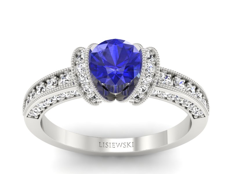 Pierścionek z szafirem i brylantami promocja - 1527skW_pro