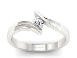 Złoty pierścionek z diamentem białe złoto - 1530skW_pro