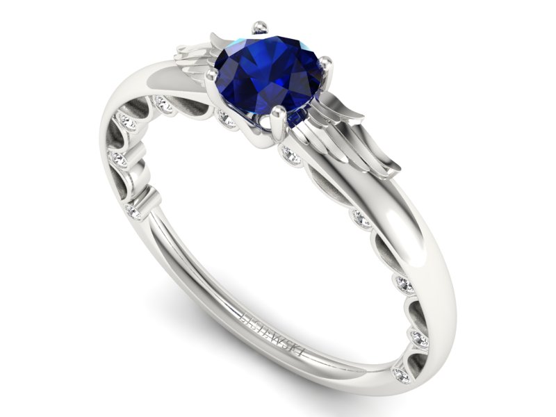 Pierścionek z szafirem i brylantami promocja - 1552skW_pro — zdjęcie 3