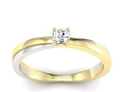 Złoty pierścionek z diamentem dwukolorowe złoto - 1590skW_pro