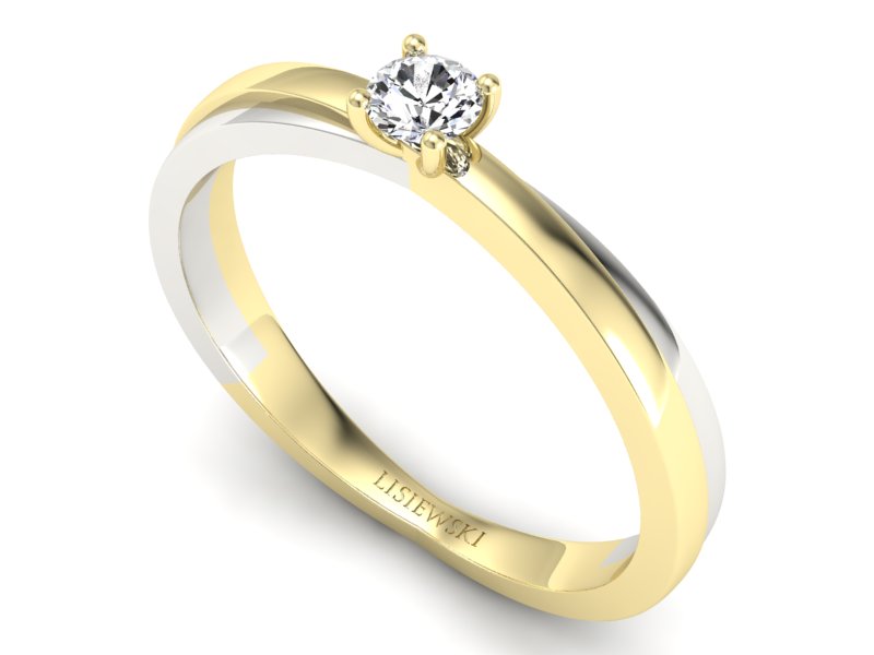 Złoty Pierścionek z brylantem promocja - 1590skW_pro — zdjęcie 3