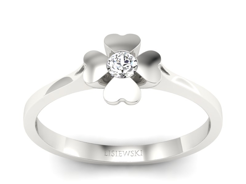Pierścionek z brylantem białe złoto promocja - 1596skW_pro