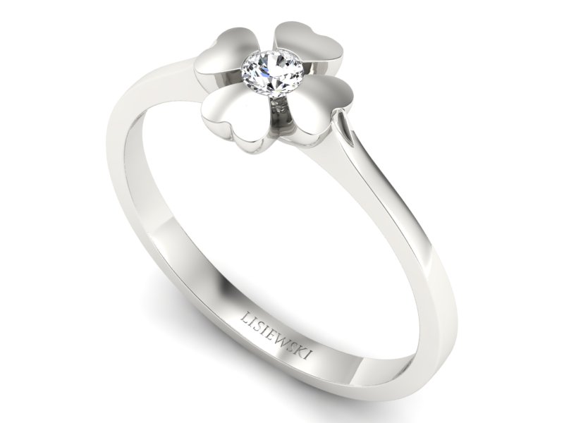 Pierścionek z brylantem białe złoto promocja - 1596skW_pro — zdjęcie 3