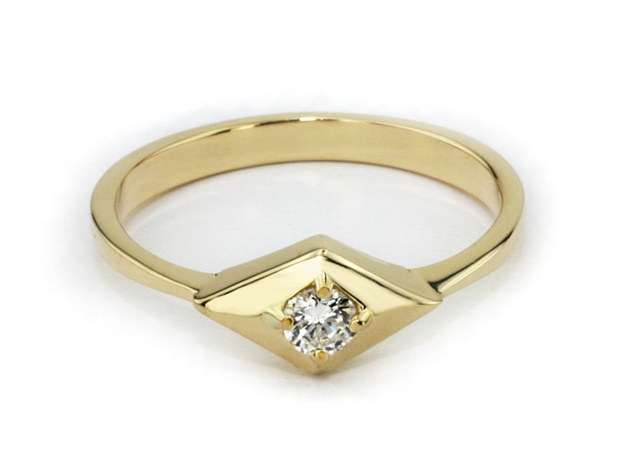 Złoty Pierścionek złoty z brylantem promocja - 159skW_pro — zdjęcie 2