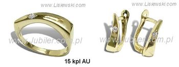 Komplet biżuterii z cyrkoniami żółte złoto - 15kplau - 1