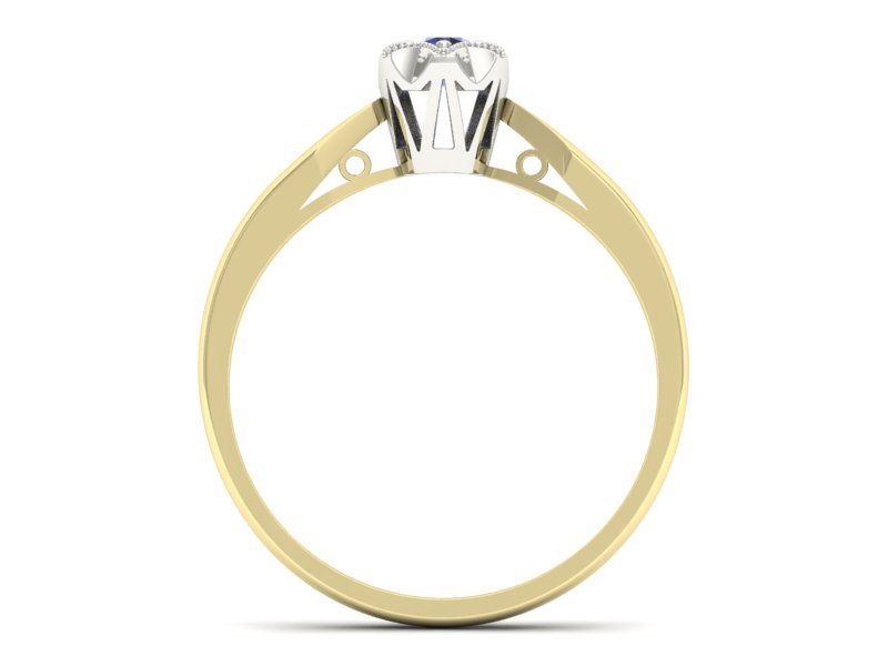 Pierścionek z tanzanitem żółte i białe złoto - 16003zbt — zdjęcie 2