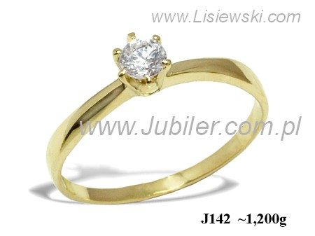 Pierścionek z brylantem żółte złoto - 160_j142br_Si_H — zdjęcie 2