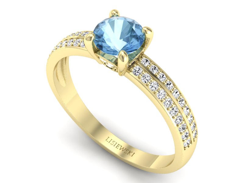 Pierścionek z topazem i brylantami żółte złoto - 16356ztp — zdjęcie 3