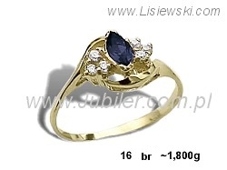 Pierścionek z szafirem i diamentami żółte złoto - 16br — zdjęcie 2
