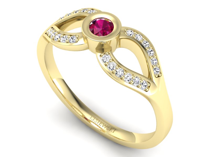 Pierścionek z rubinem i brylantami promocja - 1749skW_pro — zdjęcie 3