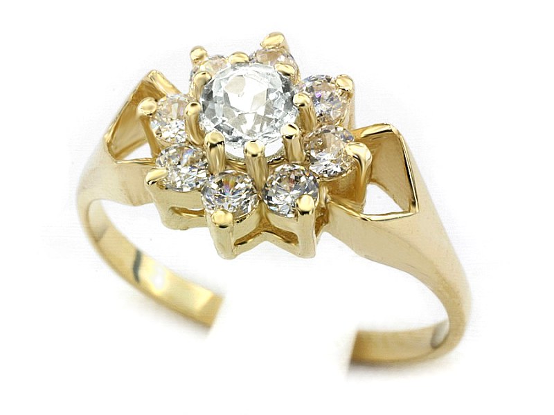 Złoty pierścionek z cyrkoniami żółte złoto - 176