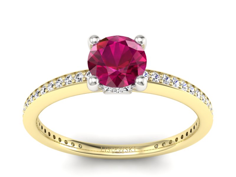 Złoty Pierścionek z rubinem z brylantami - 1811skW_pro
