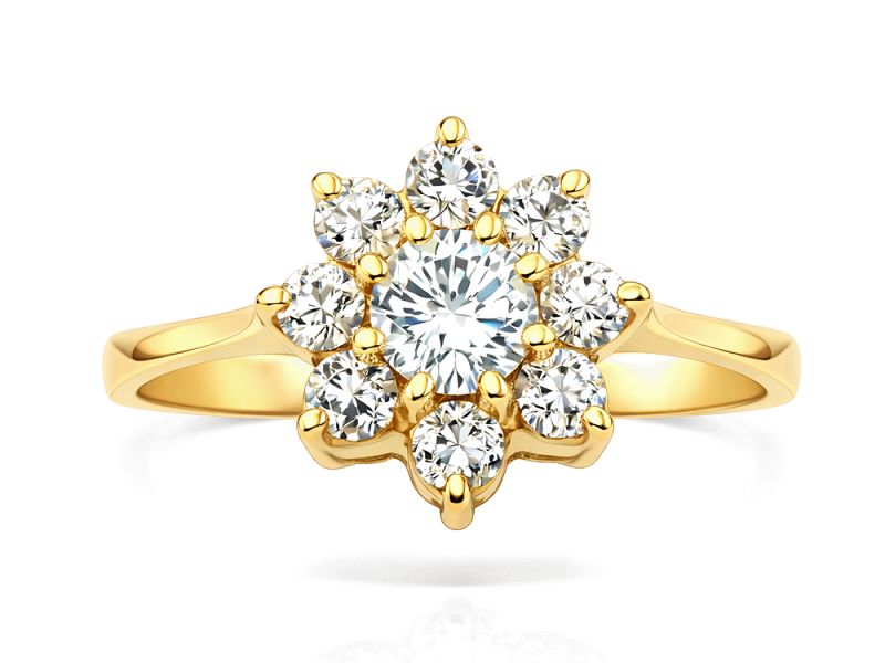 Złoty pierścionek z cyrkoniami żółte złoto - 181_p — zdjęcie 3