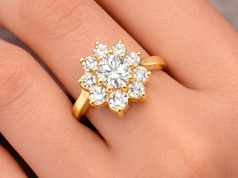 Złoty pierścionek z cyrkoniami żółte złoto - 181_p — zdjęcie 2