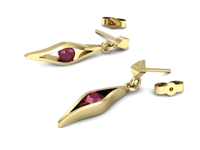 Złote Kolczyki z rubinami żółte złoto promocja - 1871skW_pro — zdjęcie 2