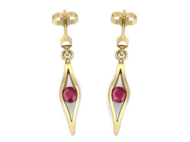 Złote Kolczyki z rubinami żółte złoto promocja - 1871skW_pro