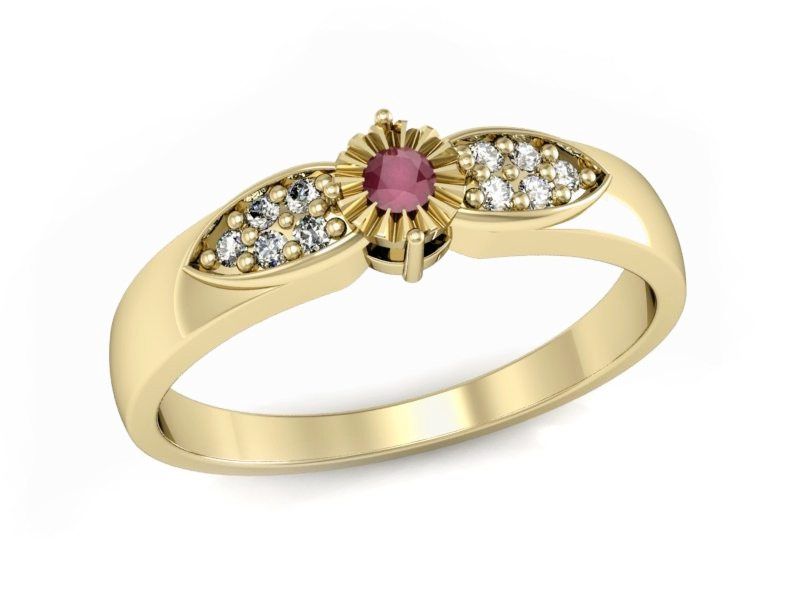 Złoty pierścionek z rubinem i diamentami promocja - 1891skW_pro