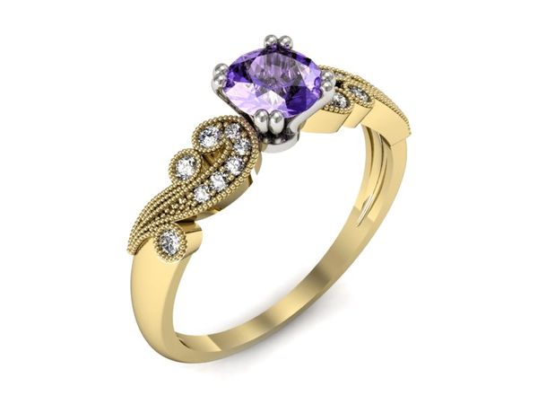 Złoty pierścionek z tanzanitem i diamentami promocja - 1895skW_pro- 1