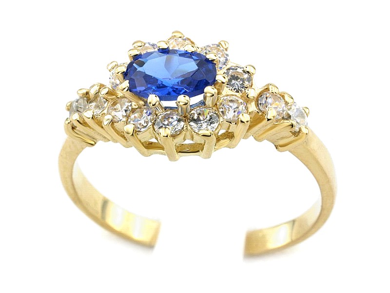 Złoty pierścionek z cyrkoniami i spinelem - 18spin