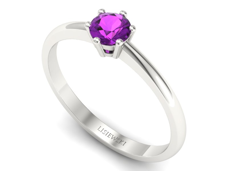 Złoty pierścionek z ametystem białe złoto - 20003bat — zdjęcie 3