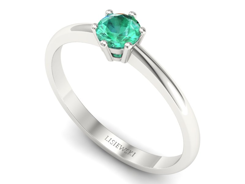 Złoty pierścionek ze szmaragdem białe złoto - 20003bsm — zdjęcie 3