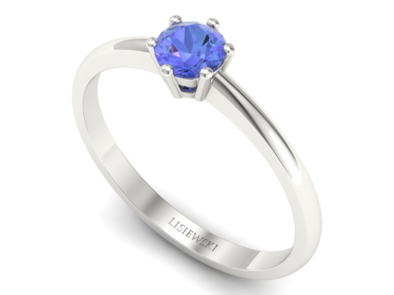 Złoty pierścionek z tanzanitem białe złoto - 20003bt — zdjęcie 3