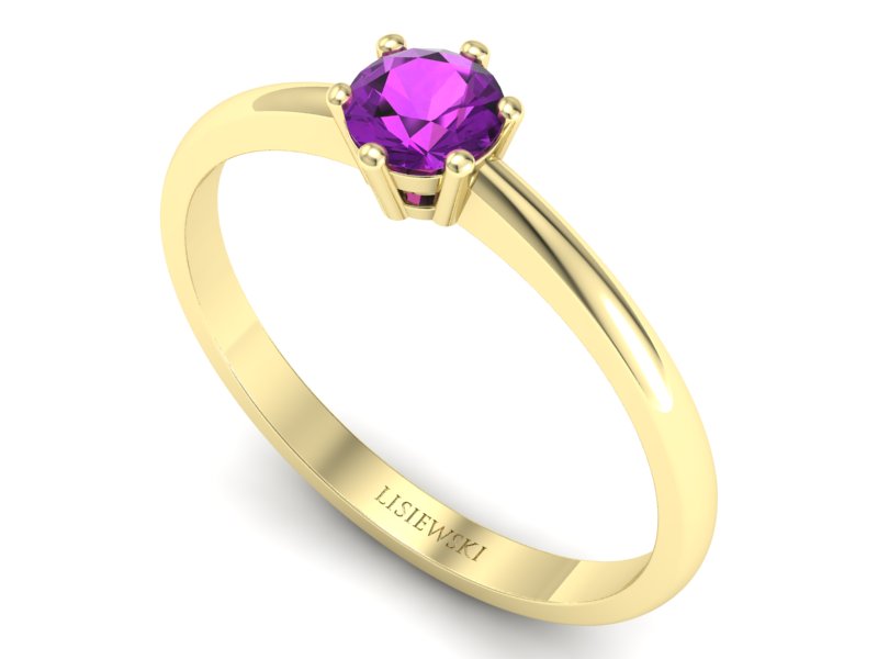 Złoty pierścionek z ametystem żółte złoto - 20003zat — zdjęcie 3