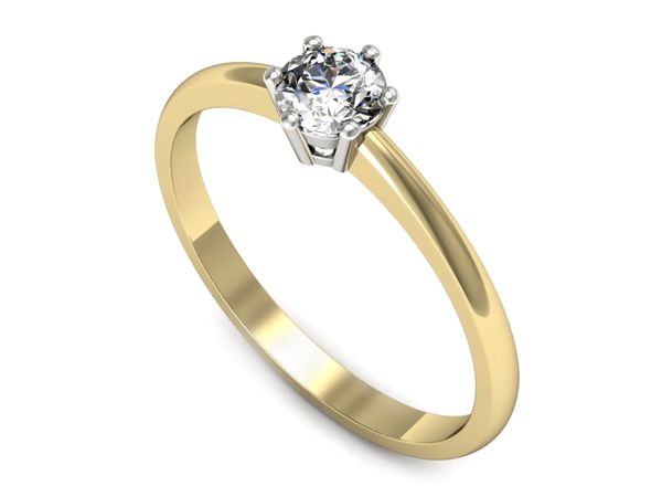 Pierścionek z diamentem żółte i białe złoto proba 585 - 20003zb- 1