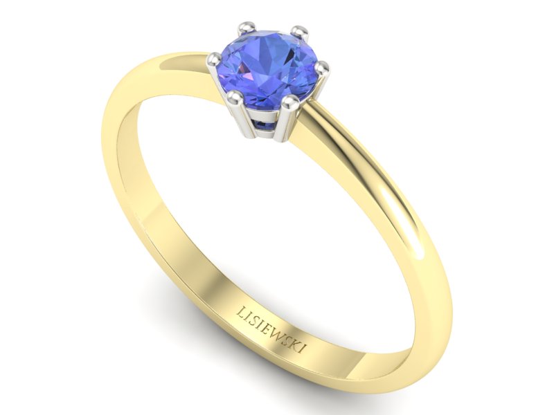 Pierścionek z tanzanitem żółte i białe złoto - 20003zbt — zdjęcie 3