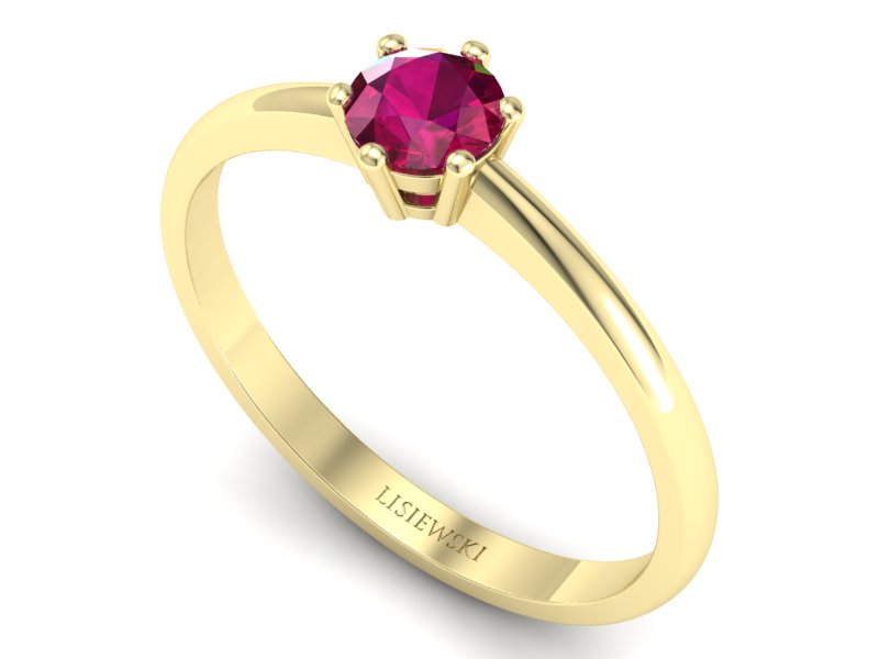 Złoty pierścionek z rubinem żółte złoto - 20003zr — zdjęcie 3