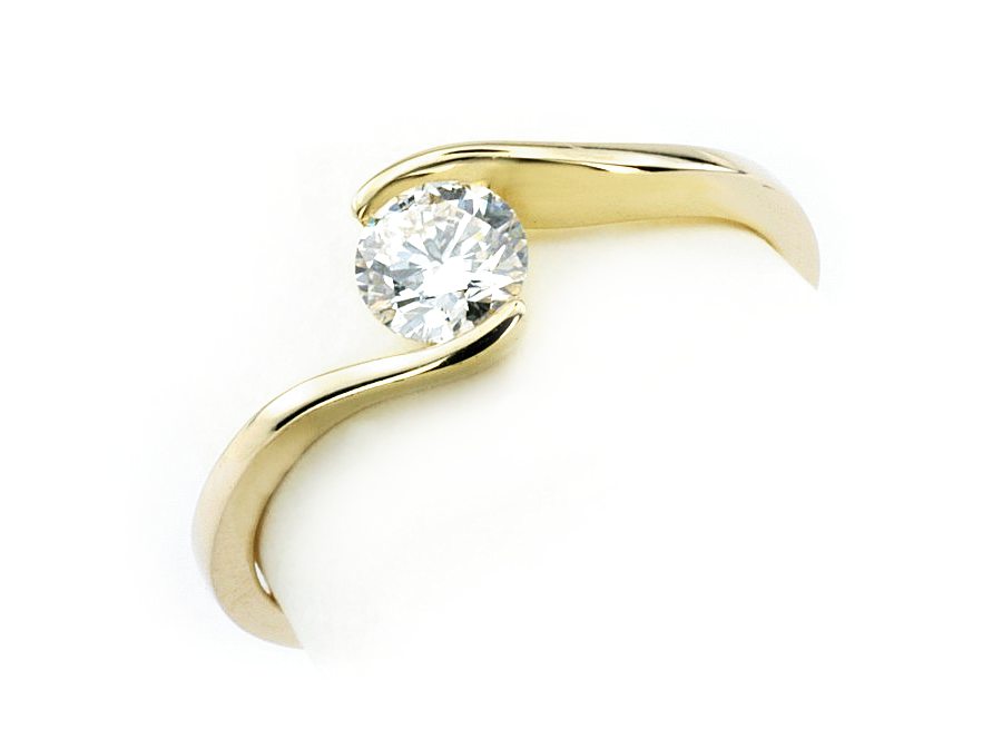 Złoty pierścionek z brylantem żółte złoto - 20006br_VS_H — zdjęcie 3