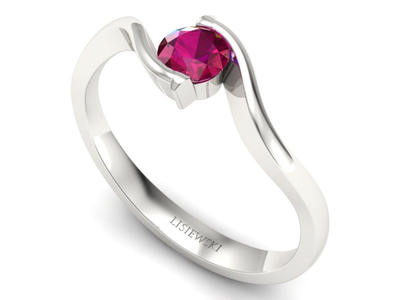 Złoty pierścionek z rubinem białe złoto - 20013br — zdjęcie 3