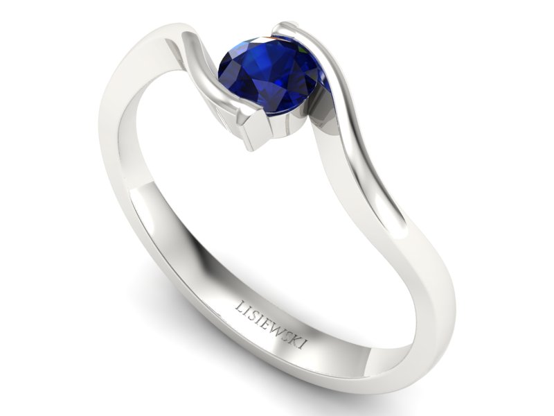 Złoty pierścionek z szafirem białe złoto - 20013bsz — zdjęcie 3