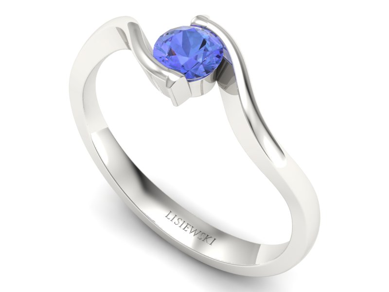 Złoty pierścionek z tanzanitem białe złoto - 20013bt — zdjęcie 3