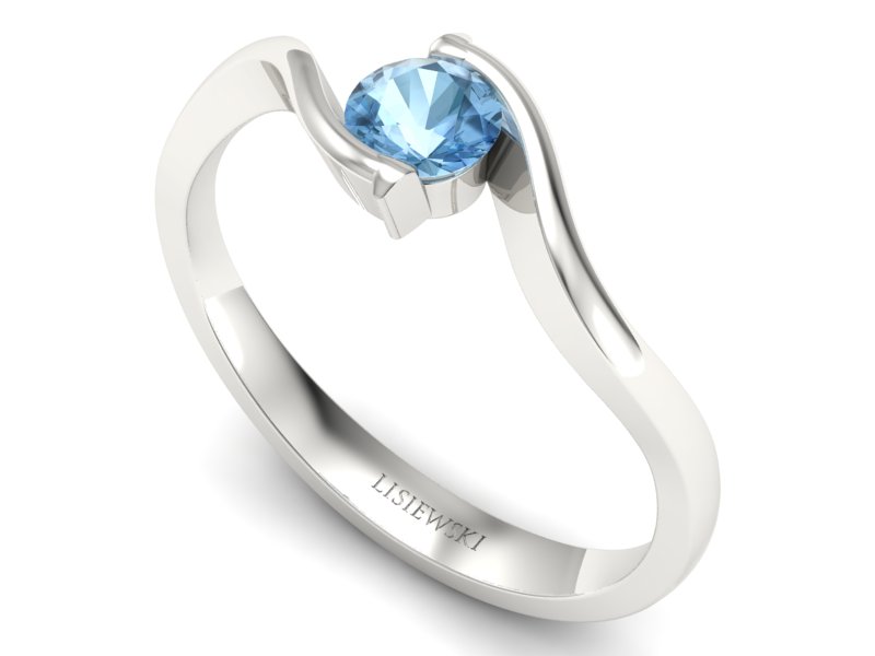 Złoty pierścionek z topazem białe złoto - 20013btp — zdjęcie 3