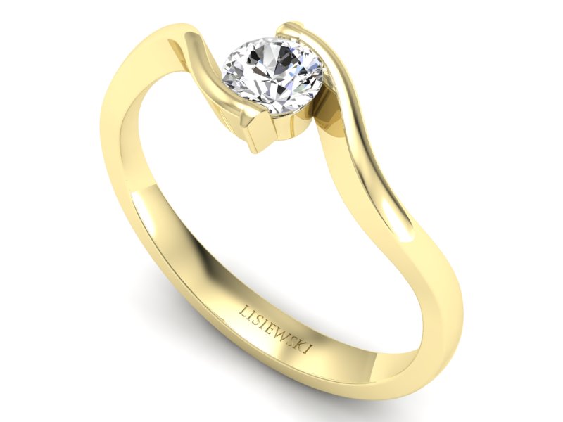 Złoty pierścionek z brylantem żółte złoto - 20013z — zdjęcie 3