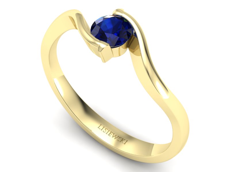 Złoty pierścionek z szafirem żółte złoto - 20013zsz — zdjęcie 3