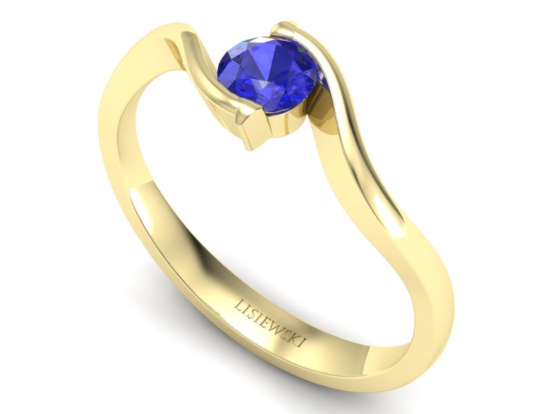 Złoty pierścionek z szafirem żółte złoto - 20013zszc — zdjęcie 3