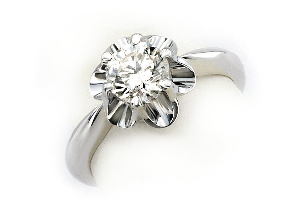 Złoty pierścionek z brylantem białe złoto - 20015br_Si_H — zdjęcie 3