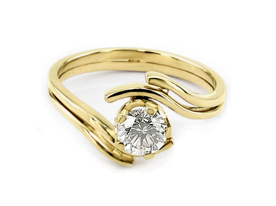 Złoty pierścionek z brylantem żółte złoto - 20019br_SI_I — zdjęcie 2