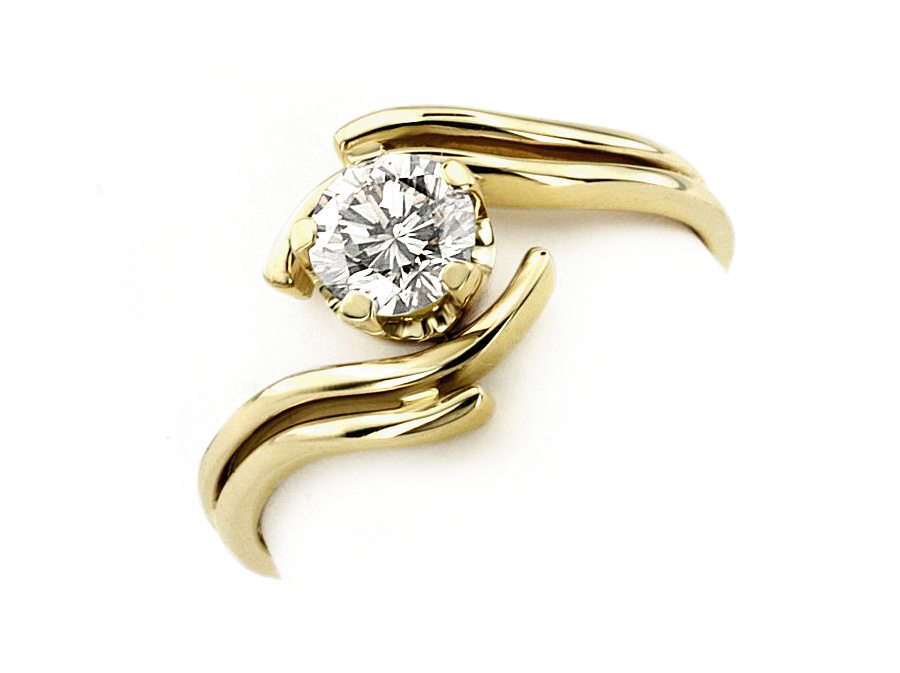 Złoty pierścionek z brylantem żółte złoto - 20019br_SI_I — zdjęcie 3