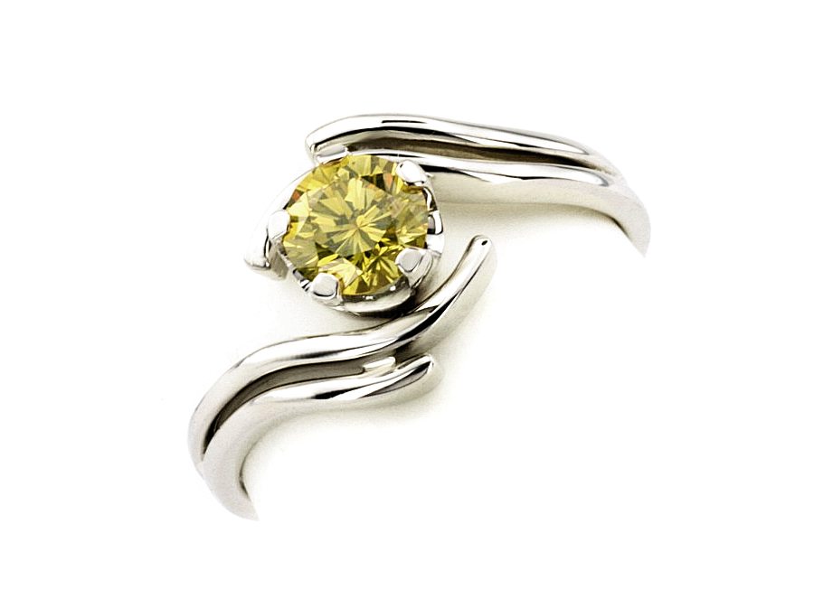 Pierścionek z brylantem białe złoto - 20019br_VS_lemon — zdjęcie 3