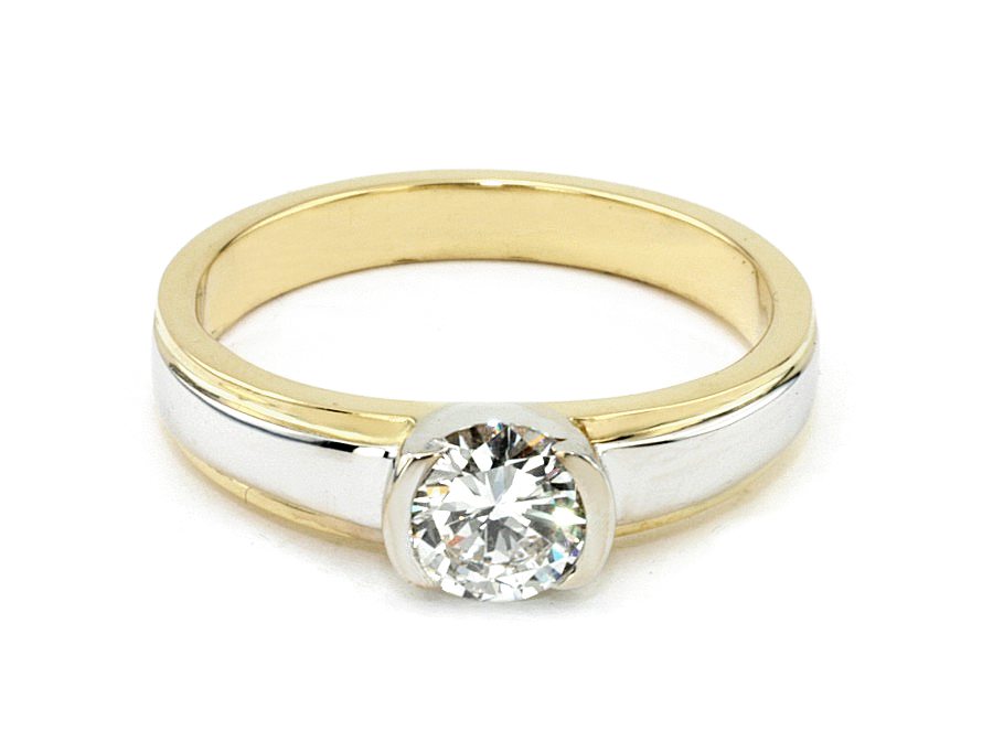 Pierścionek z diamentem żółte i białe złoto - 20021br_Vs_G — zdjęcie 2